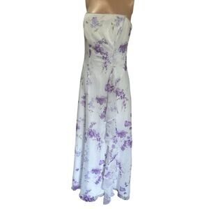 Wendye Chaitin White Floral Sheer Overlay Dress with Beaded Accents - Size 7/8